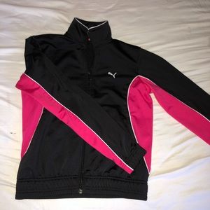 Black and Pink Puma Athletic Track Suit Jacket